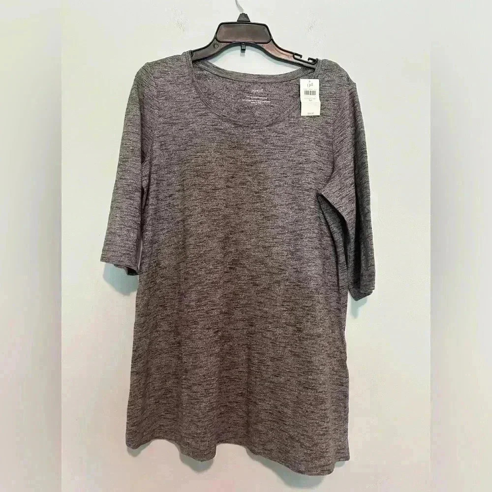 NEW  Purejill J.Jill Womens  Purple  Ballet Sleeve Tunic Top Shirt Size M